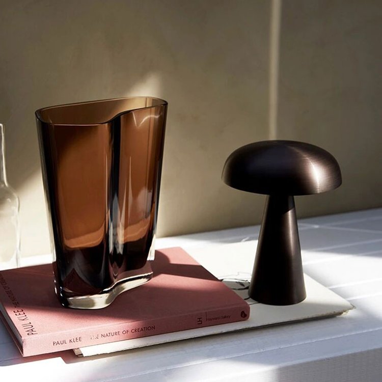 Oak & Coral | Wireless Table Lamp | Rechargeable Mushroom Design