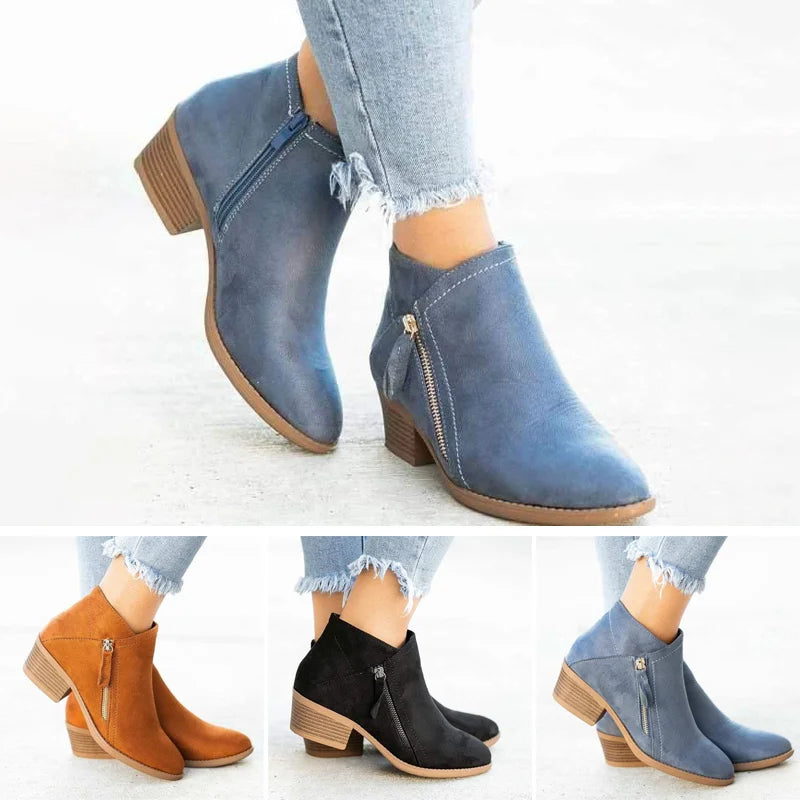 Oak & Coral | Women's Ankle Boots with Side Zipper