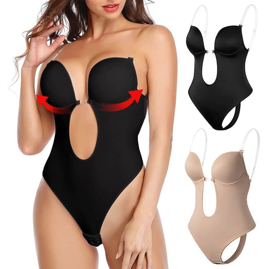 Oak & Coral | Women's Backless Deep V Bodysuit Shapewear