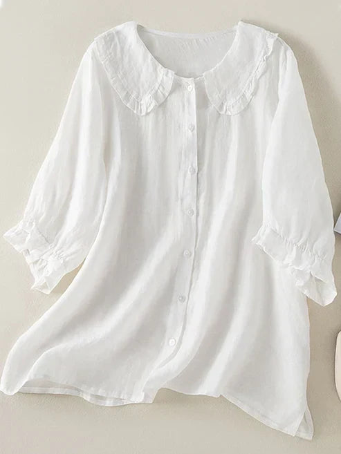 Oak & Coral | Women's Button-Down Ruffle Collar Shirt