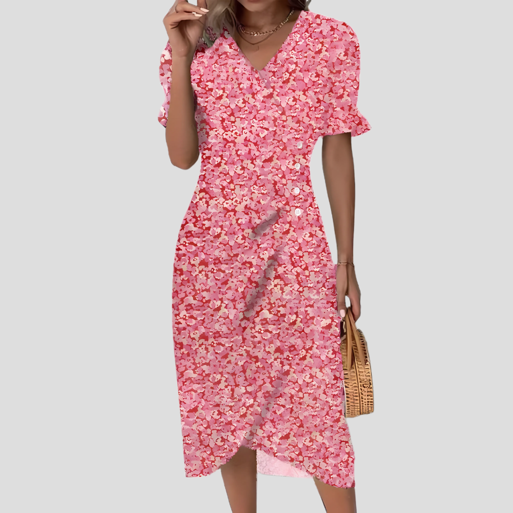 Oak & Coral | Women's Button Front Floral Midi Dress
