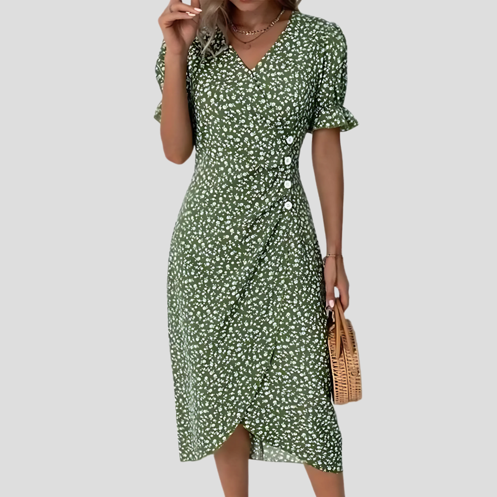 Oak & Coral | Women's Button Front Floral Midi Dress
