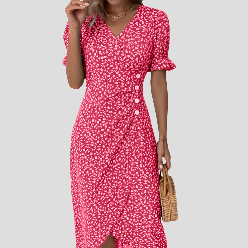 Oak & Coral | Women's Button Front Floral Midi Dress