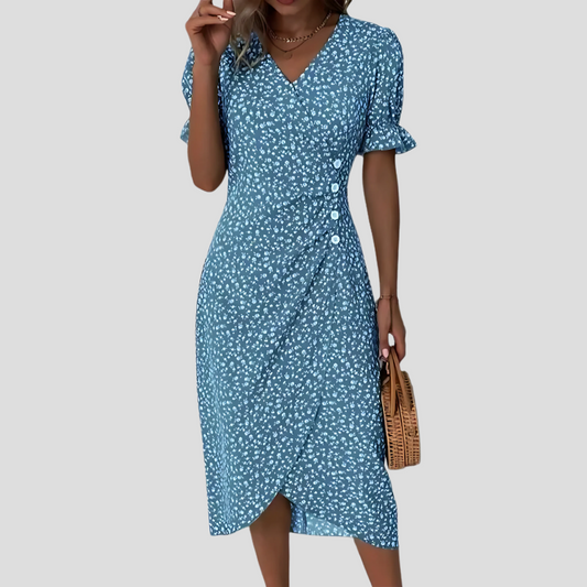 Oak & Coral | Women's Button Front Floral Midi Dress