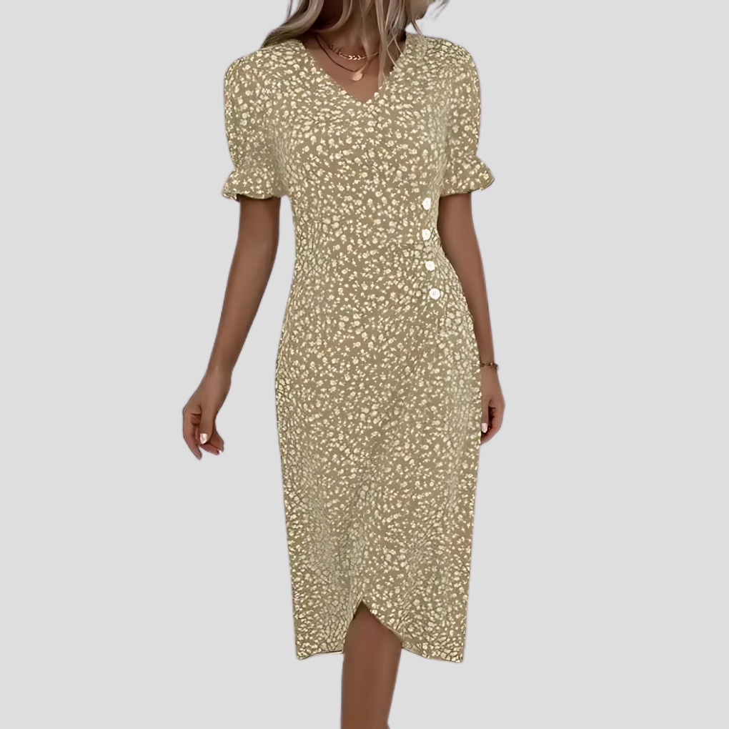 Oak & Coral | Women's Button Front Floral Midi Dress