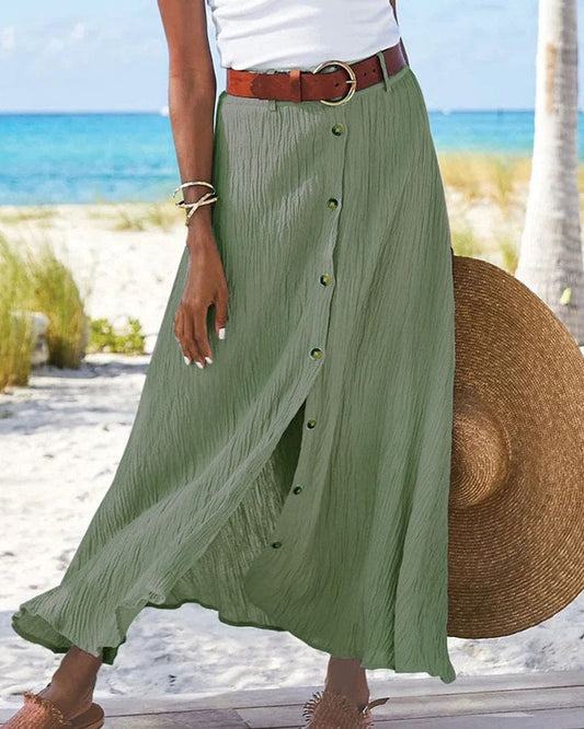 Oak & Coral | Women's Button-Front Midi Skirt
