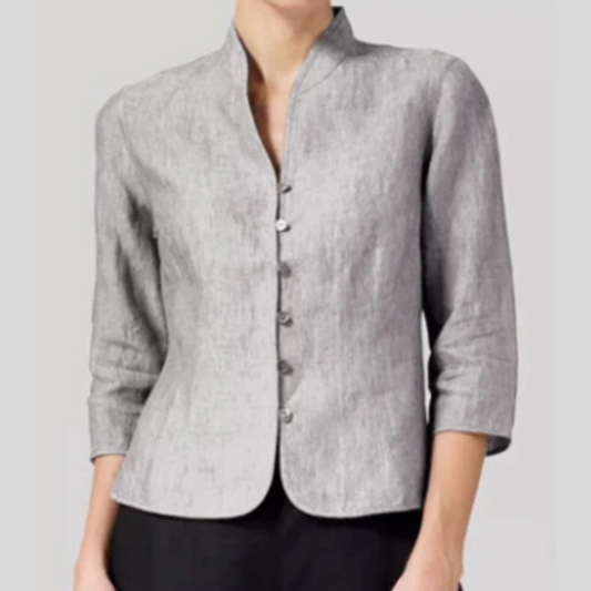 Oak & Coral | Women's Button-Front Stand-Collar Blouse