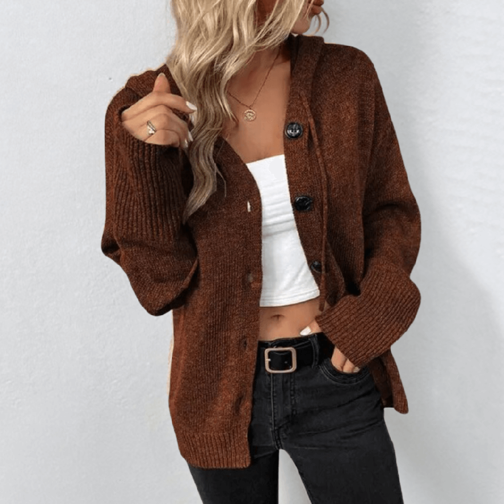 Oak & Coral | Women's Button-Up Hooded Cardigan