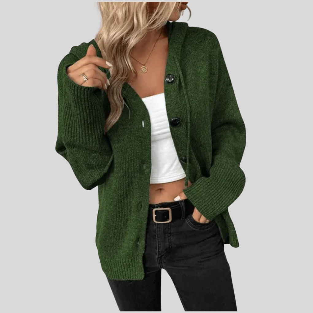 Oak & Coral | Women's Button-Up Hooded Cardigan