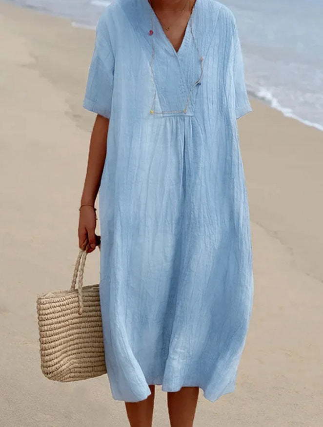 Oak & Coral | Women's Casual Midi Dress with V-Neck