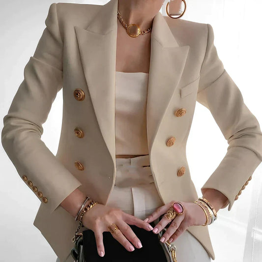 Oak & Coral | Women's Double-Breasted Blazer with Gold Buttons