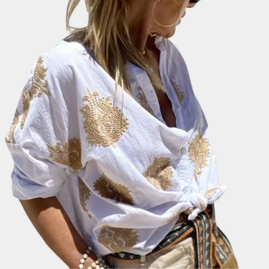 Oak & Coral | Women's Embroidered Button-Down Shirt