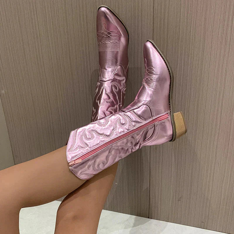 Oak & Coral | Women's Embroidered Cowboy Boots