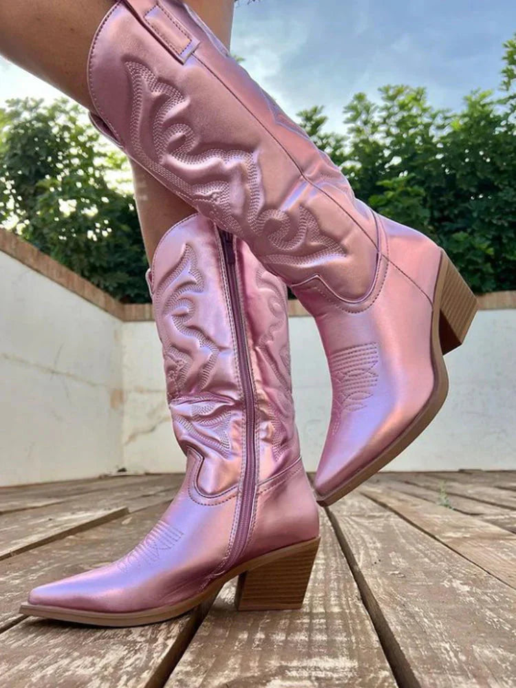 Oak & Coral | Women's Embroidered Cowboy Boots
