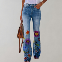 Retro Floral Flare Jeans
