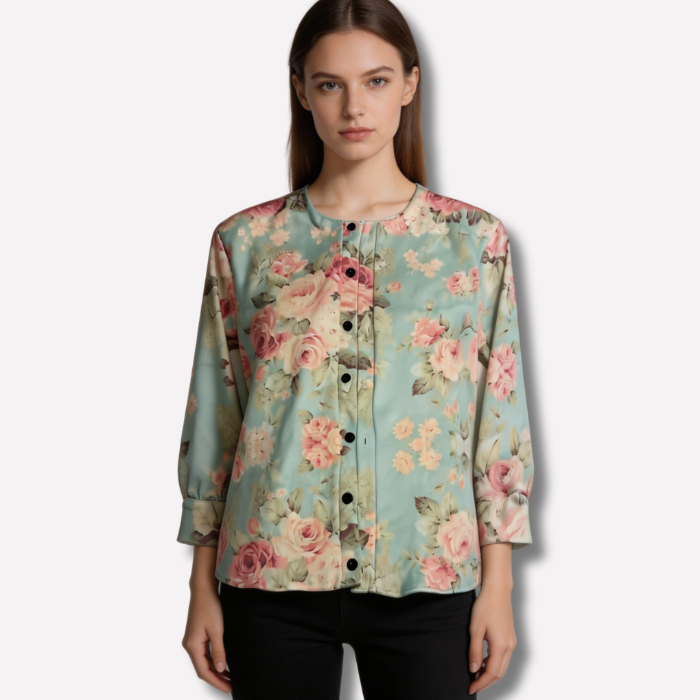 Oak & Coral | Women's Floral Cardigan with Button Details