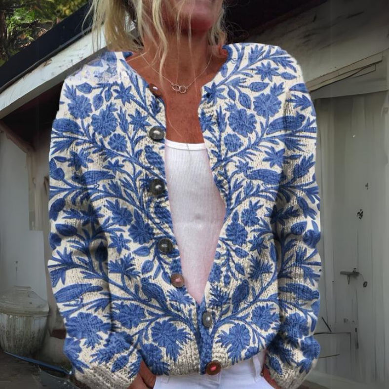Oak & Coral | Women's Floral Cardigan with Button Details