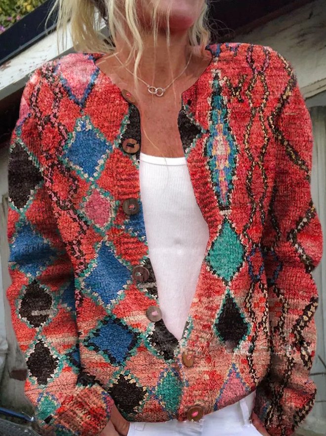 Oak & Coral | Women's Floral Cardigan with Button Details