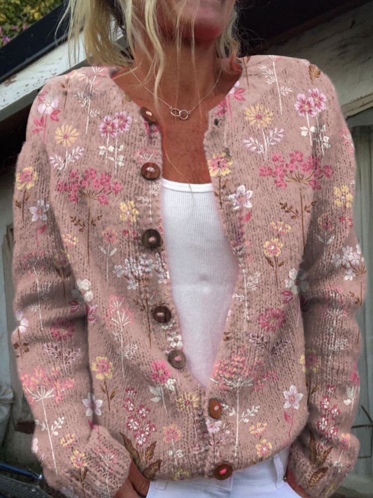 Oak & Coral | Women's Floral Cardigan with Button Details