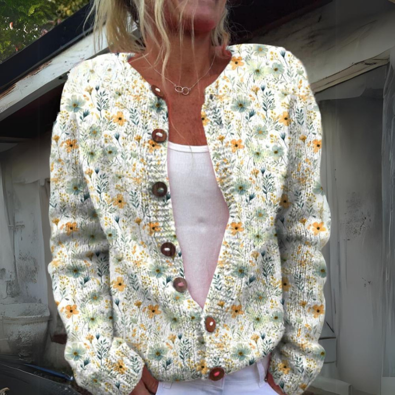 Oak & Coral | Women's Floral Cardigan with Button Details