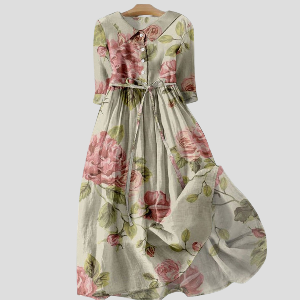 Oak & Coral | Women's Floral Lapel Midi Dress