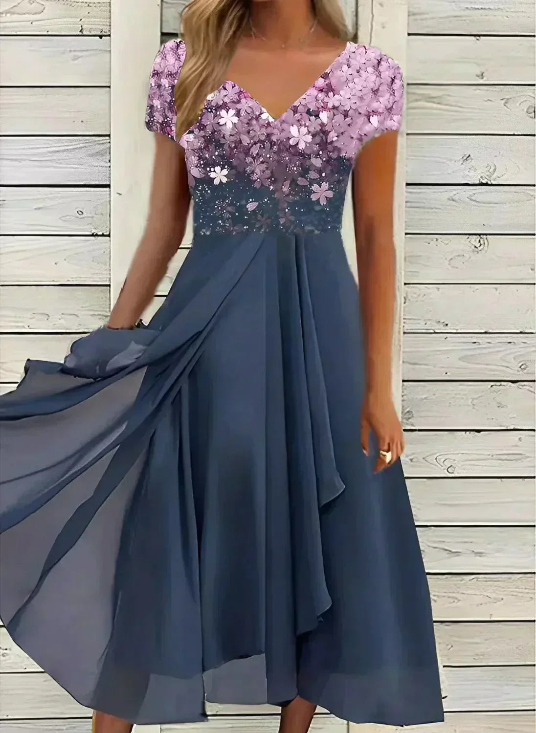 Oak & Coral | Women's Flowy Midi Dress | Embellished Bodice