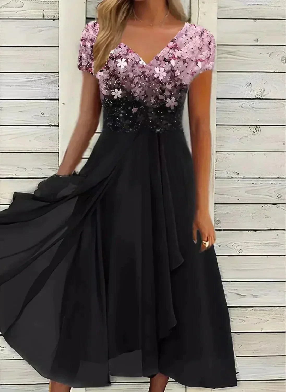 Oak & Coral | Women's Flowy Midi Dress | Embellished Bodice
