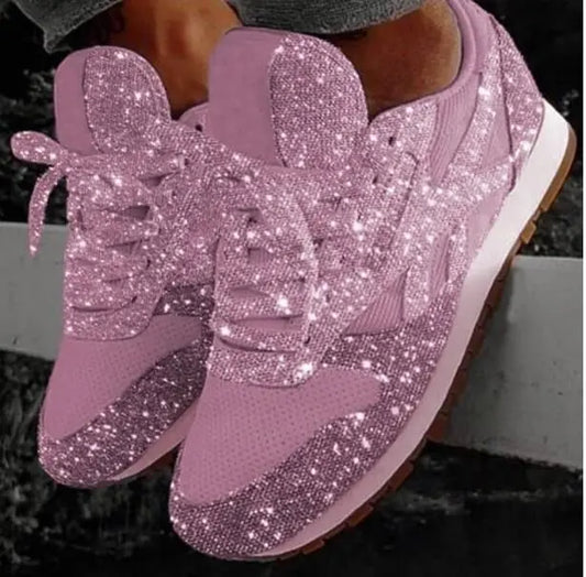 Oak & Coral | Women's Glitter Lace-Up Sneakers