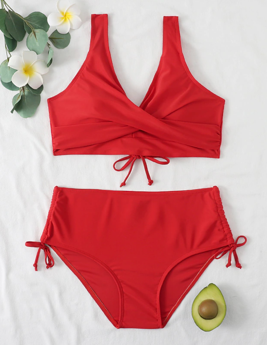 Oak & Coral | Women's High Waist Bikini Set with Wrap Top