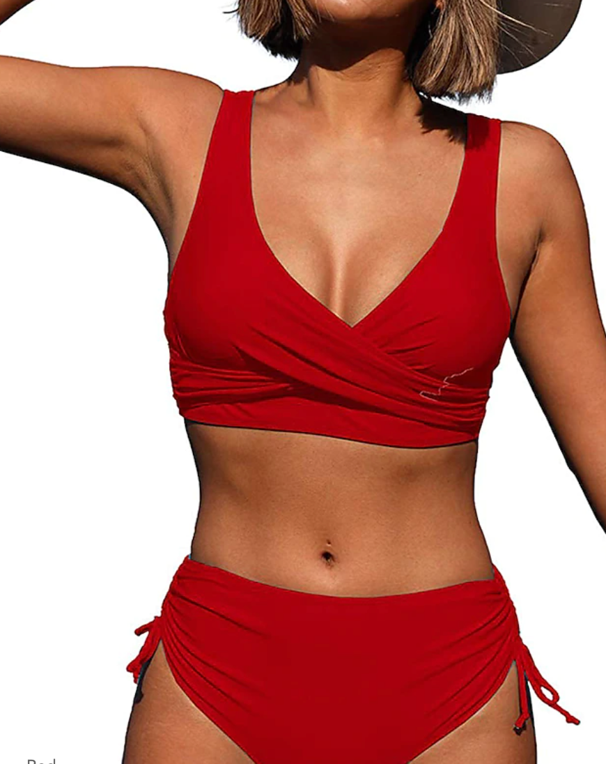 Oak & Coral | Women's High Waist Bikini Set with Wrap Top