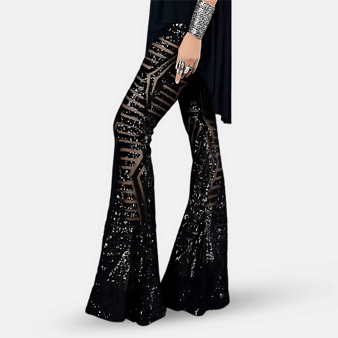 Oak & Coral | Women's High Waist Sequined Flare Pants