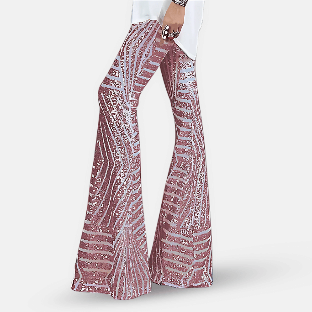 Oak & Coral | Women's High Waist Sequined Flare Pants