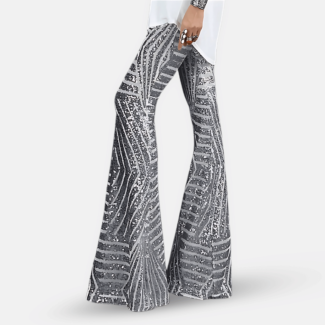 Oak & Coral | Women's High Waist Sequined Flare Pants