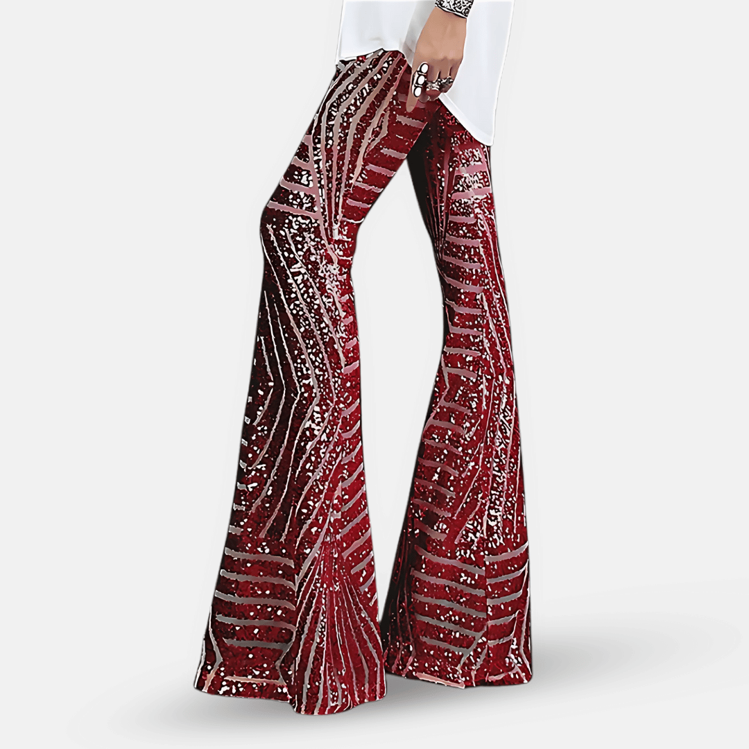 Oak & Coral | Women's High Waist Sequined Flare Pants