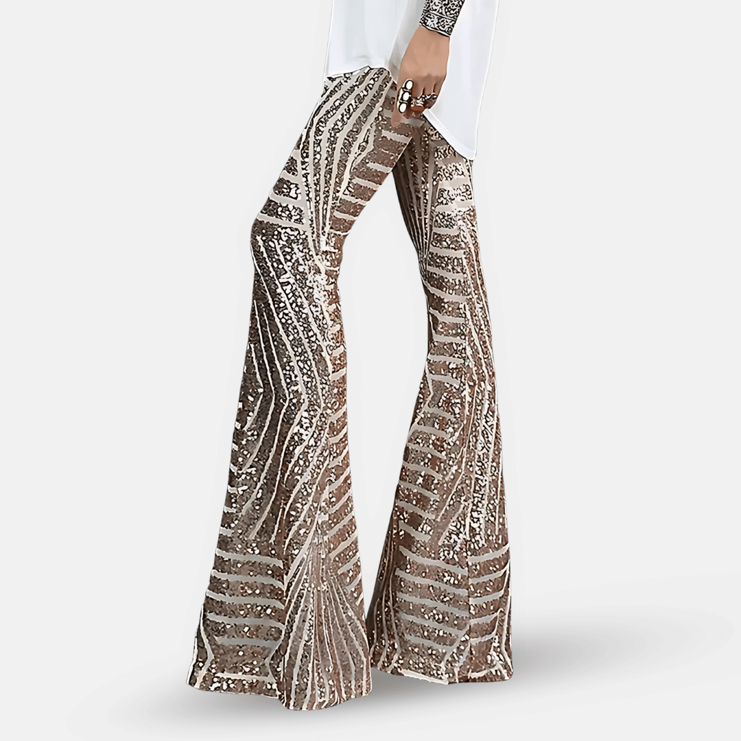 Oak & Coral | Women's High Waist Sequined Flare Pants