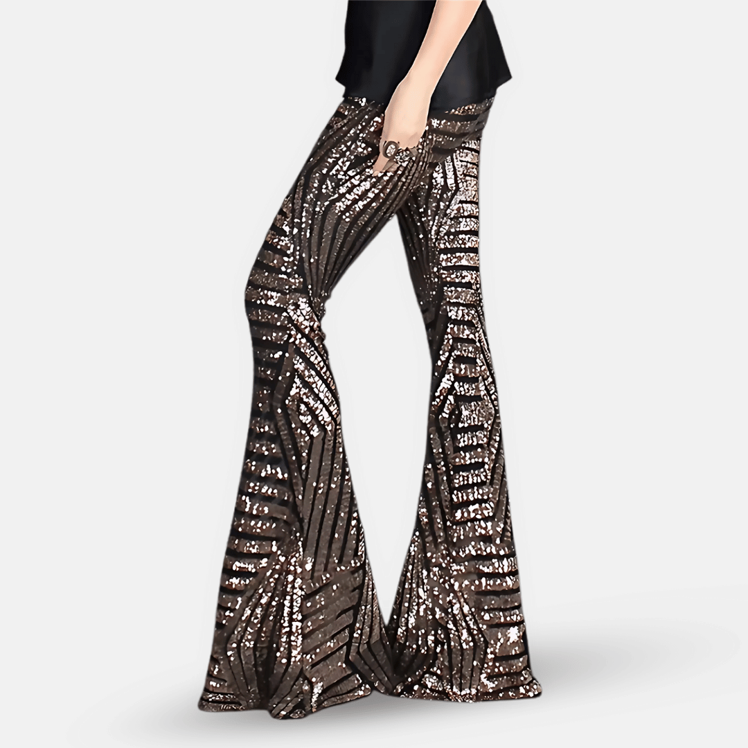 Oak & Coral | Women's High Waist Sequined Flare Pants