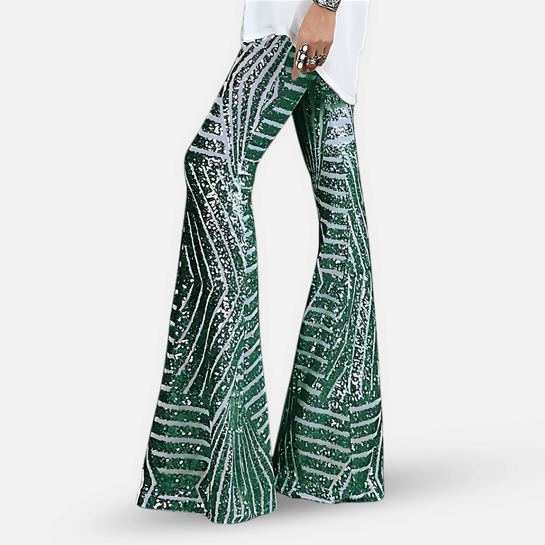 Oak & Coral | Women's High Waist Sequined Flare Pants