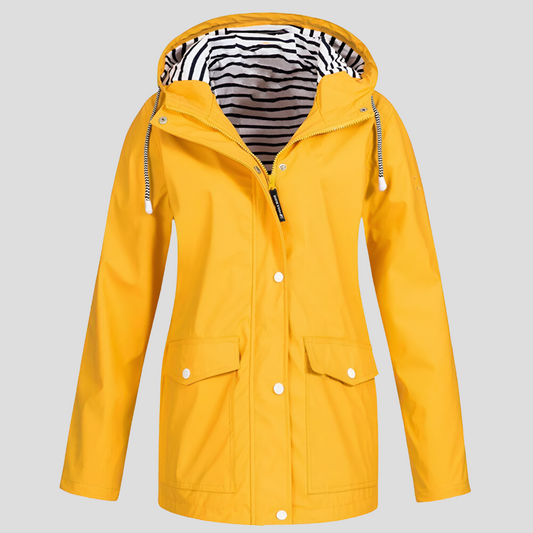 Oak & Coral | Women's Hooded Rain Jacket with Striped Lining