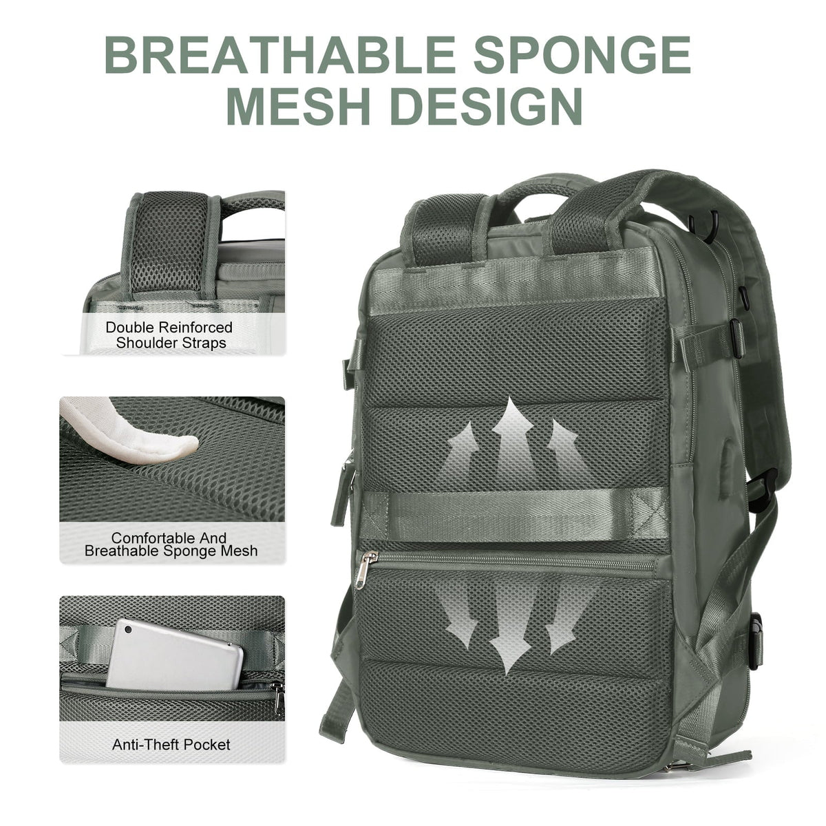 Oak & Coral | Women's Large Travel Backpack – Waterproof Hiking Backpack | Anti-Theft
