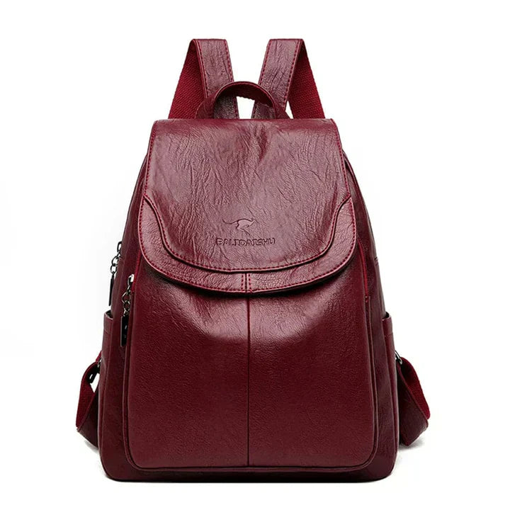 Oak & Coral | Women's Leather Flap Backpack with Structured Design