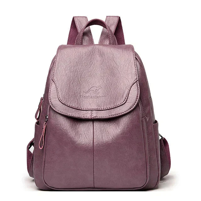 Oak & Coral | Women's Leather Flap Backpack with Structured Design