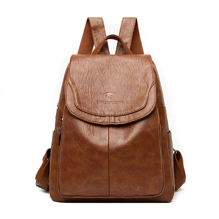 Oak & Coral | Women's Leather Flap Backpack with Structured Design