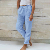 Breathable Linen Drawstring Summer Trousers