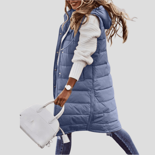 Oak & Coral | Women's Long Hooded Puffer Vest
