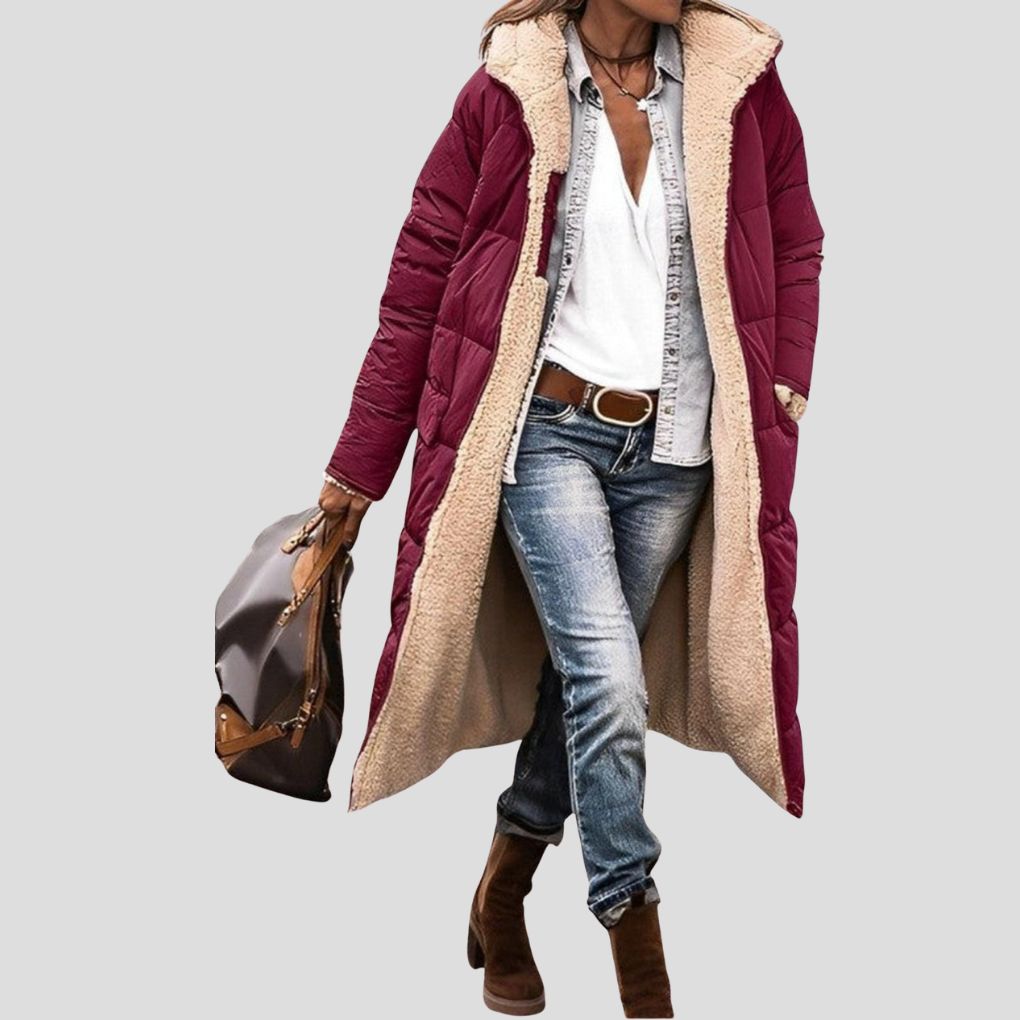 Oak & Coral | Women's Long Hooded Reversible Winter Coat