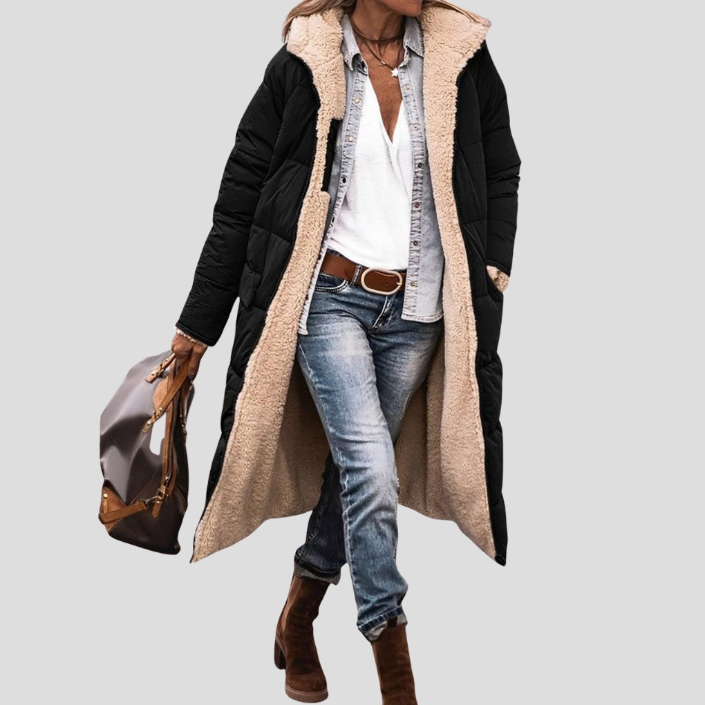 Oak & Coral | Women's Long Hooded Reversible Winter Coat