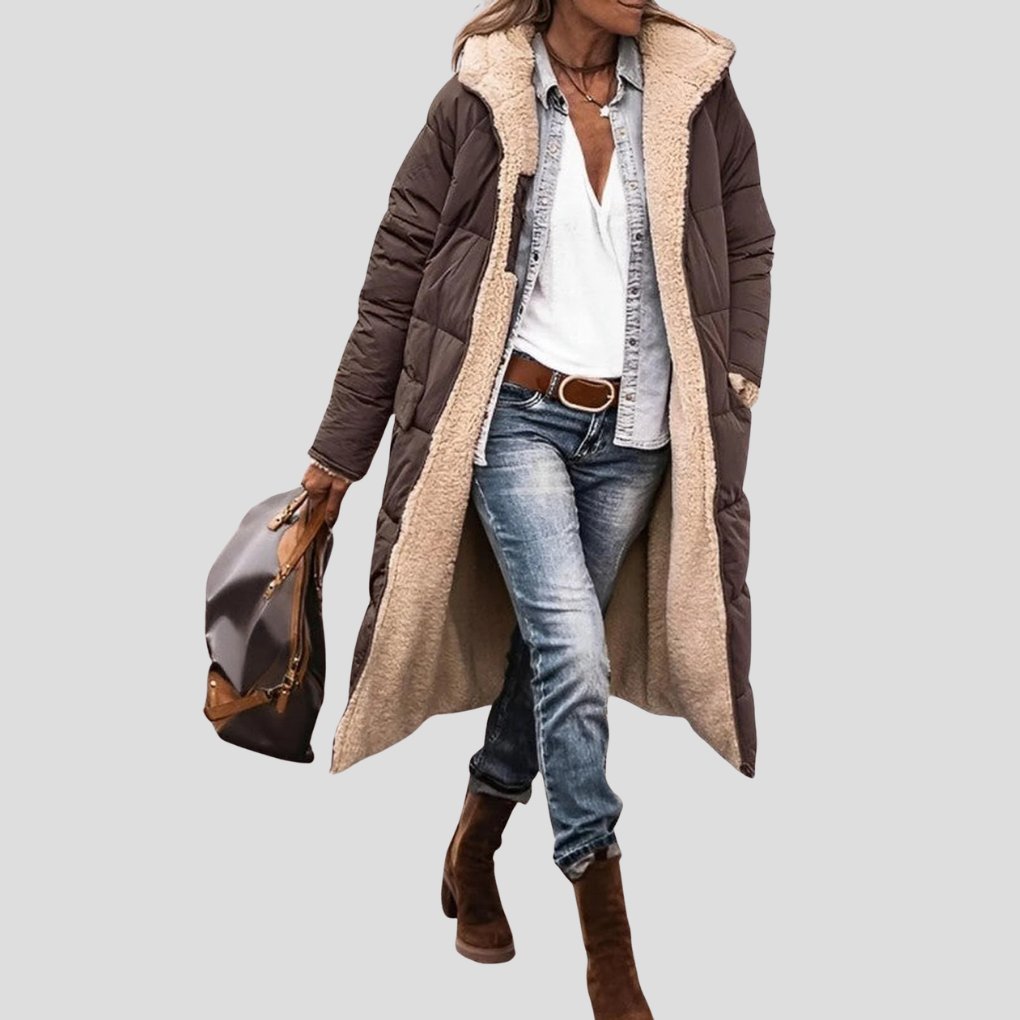 Oak & Coral | Women's Long Hooded Reversible Winter Coat