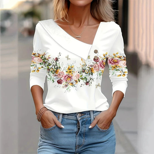 Oak & Coral | Women's Long Sleeve Floral Print Blouse