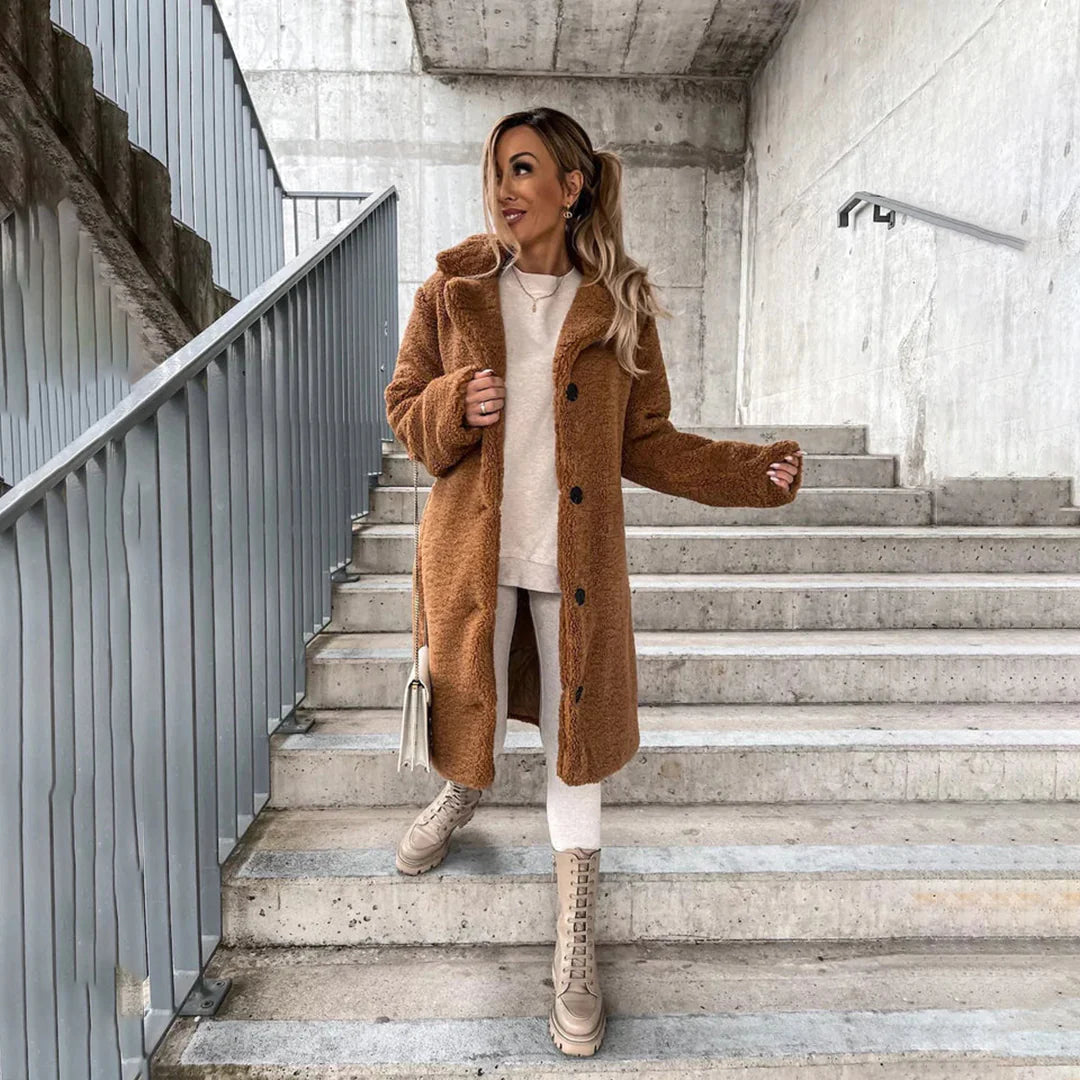 Oak & Coral | Women's Long Teddy Coat