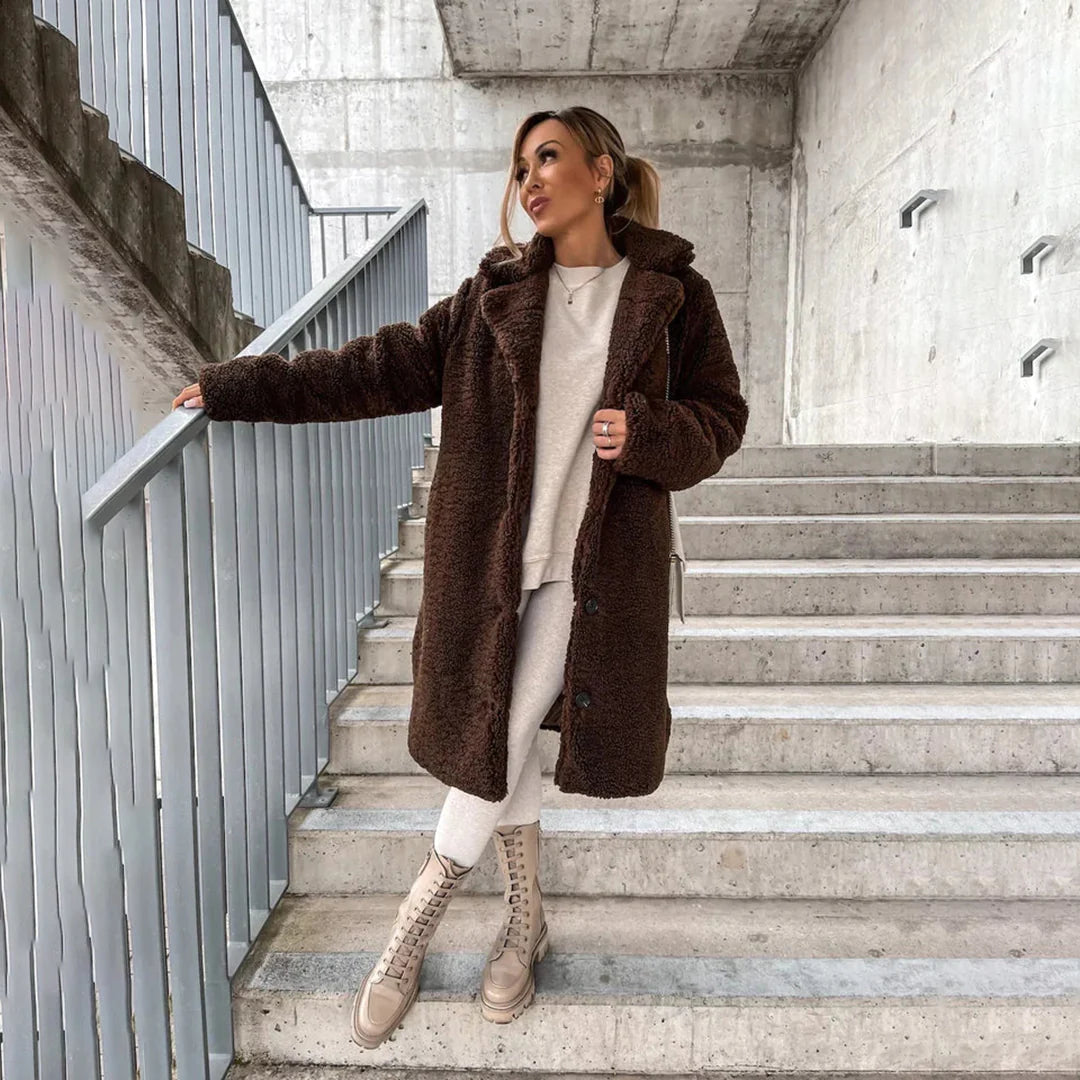Oak & Coral | Women's Long Teddy Coat